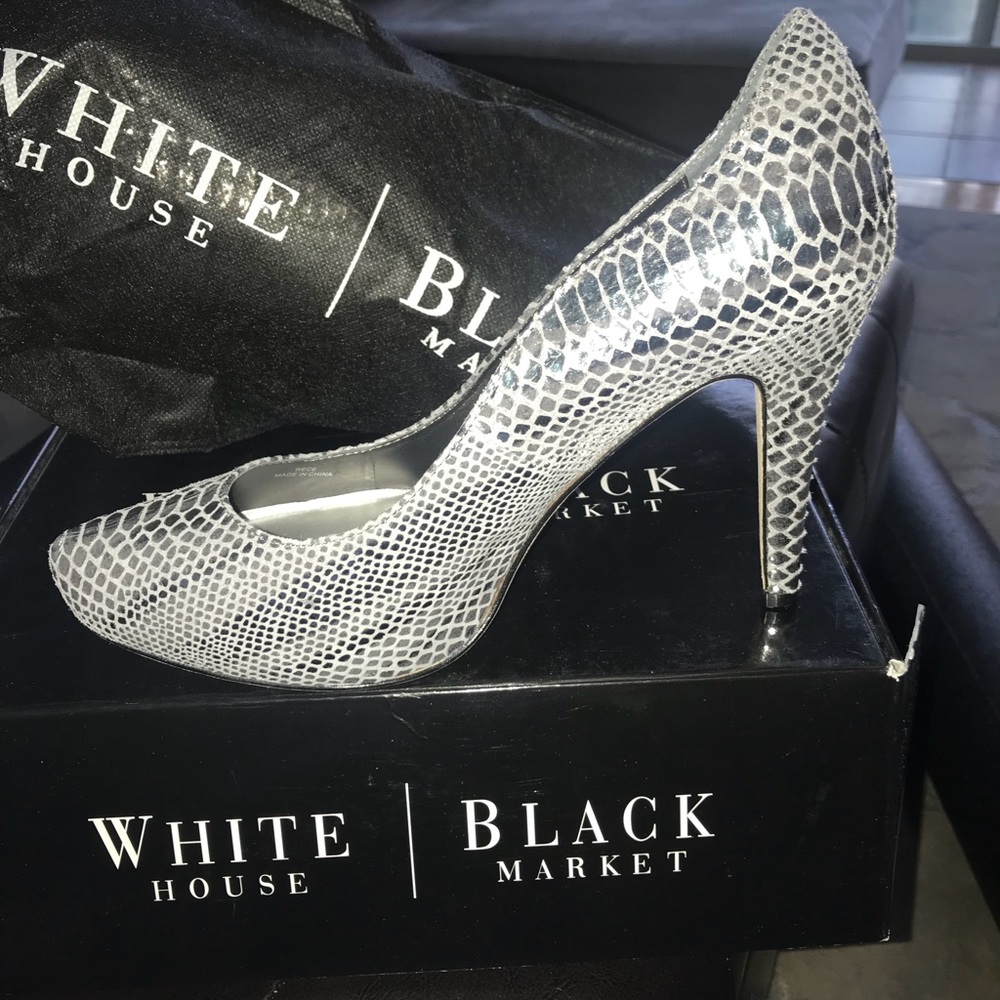 Stunning silver python heels